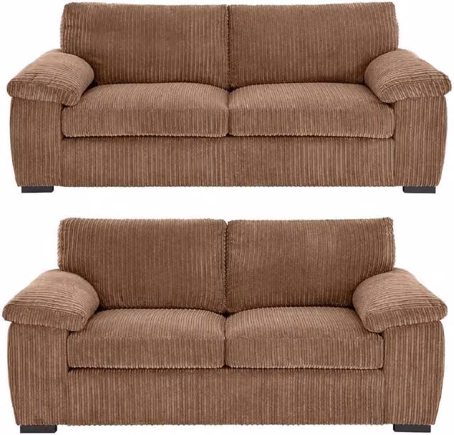 APK DESIGN Lilly Seater Sofa Set in Coffee Brown with Jumbo Cord Upholstery