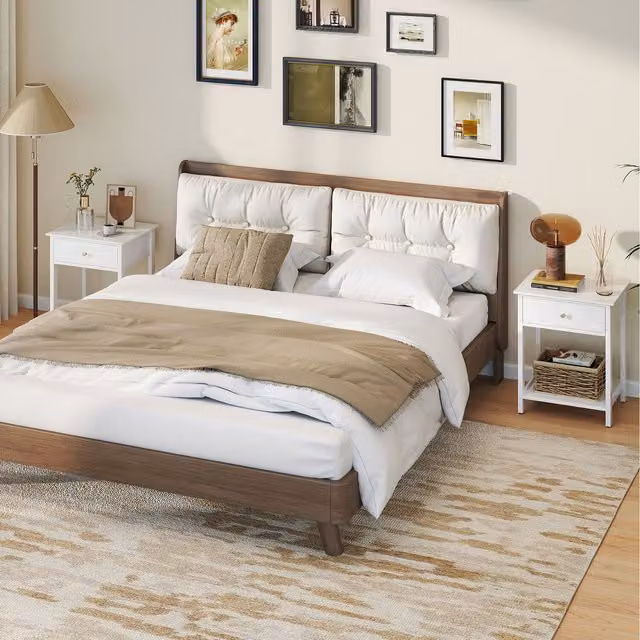 Costway Modern White Freestanding Sofa Side Table