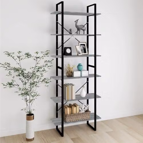 vidaXL Grey Industrial Freestanding High Cabinet with Internal Shelves, W/D/H: 80 x 30 x 210 cm – 2