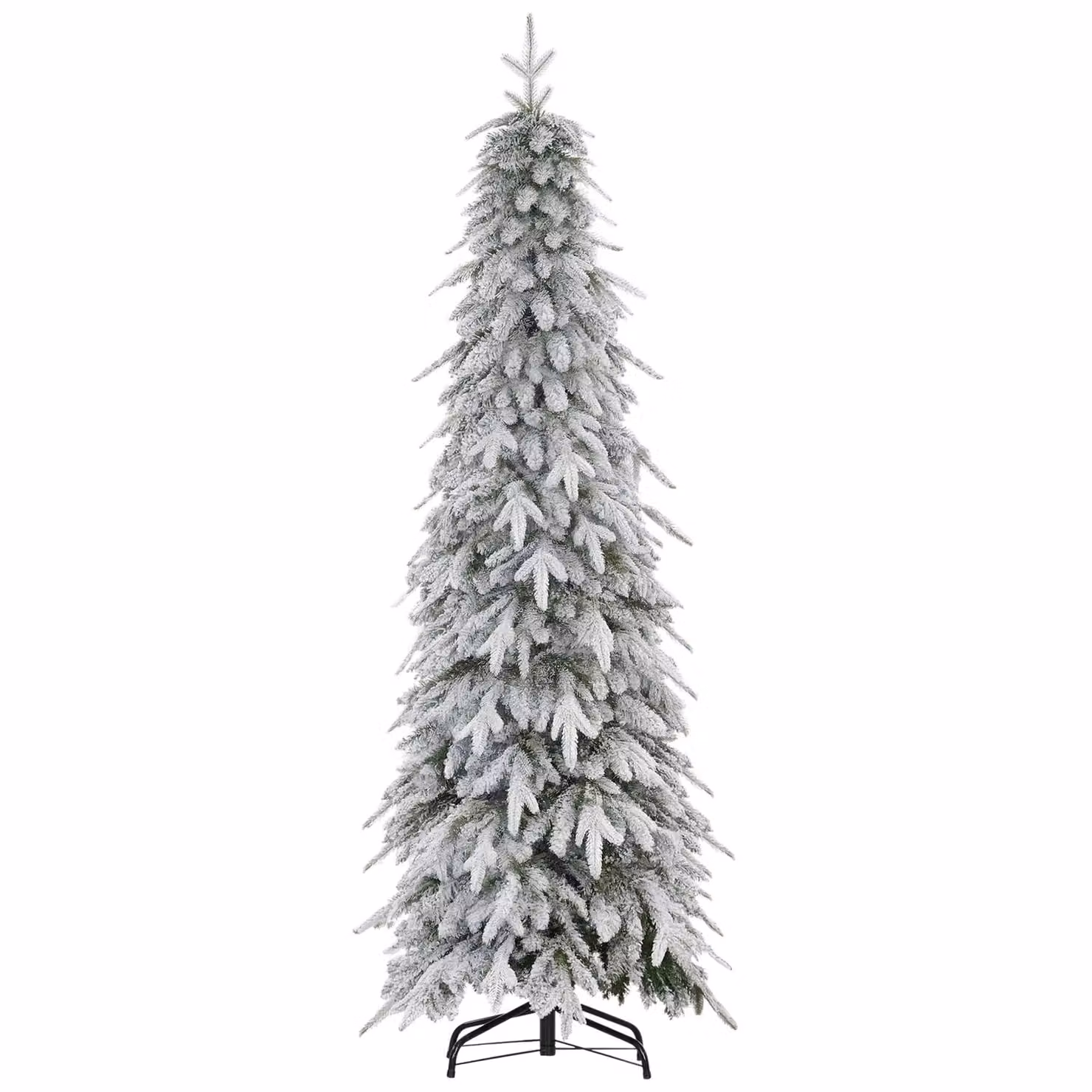 HOMCOM Green Flocked Pencil Christmas Tree with Auto Open and Steel Base, Height: 182.88 cm – 2