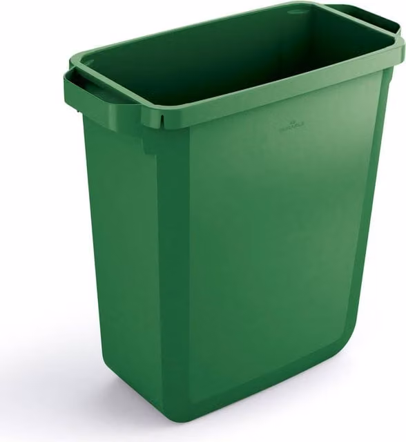 DURABIN 60L Plastic Waste Bin in Green and White