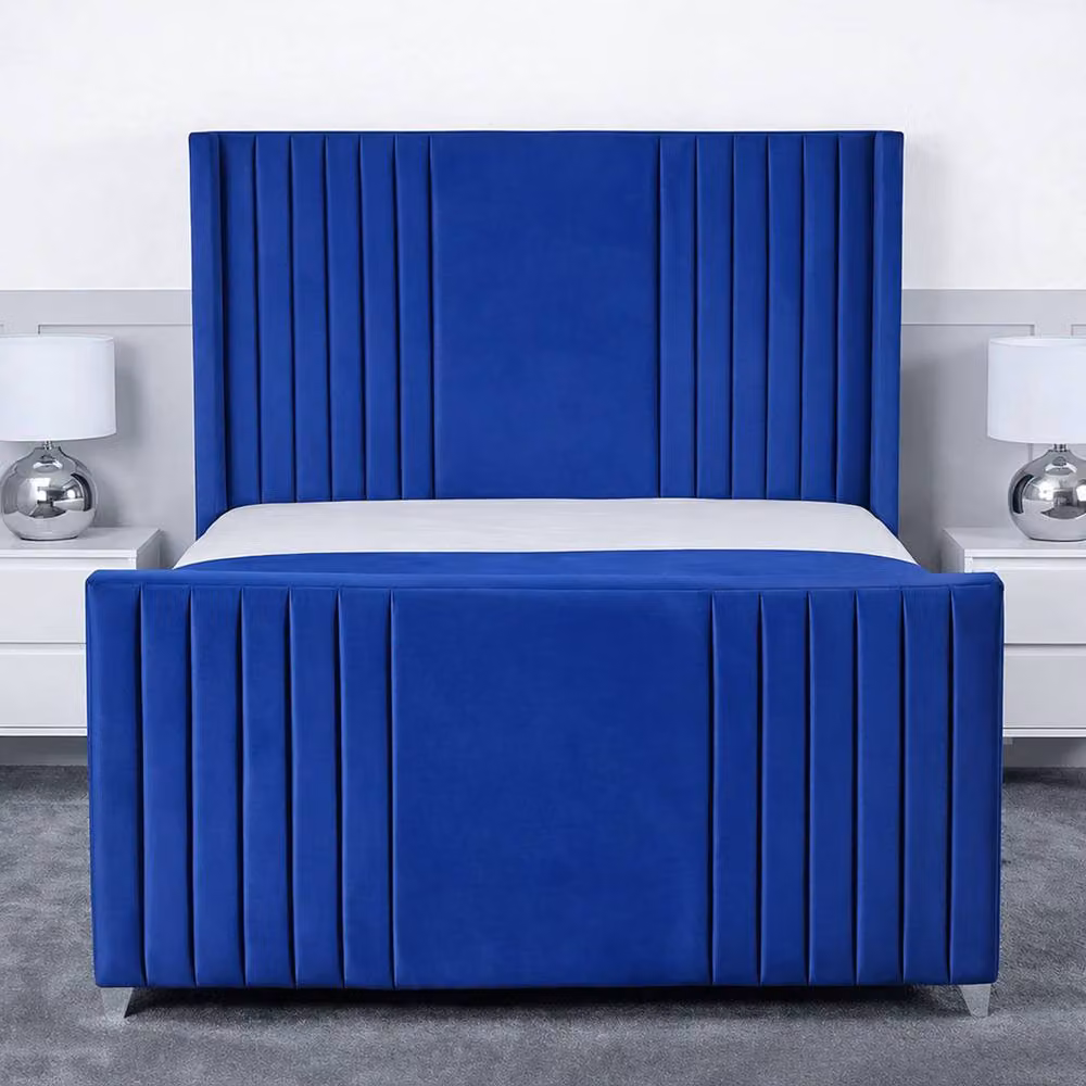 Living Comfort Bedz Emilia Blue Velvet Upholstered Gas Lift Storage Bed, W/D/H: 140 x 200 cm – 2