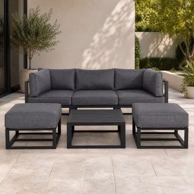 STILVORA 6-Seater Modern Sofa with Aluminium Frame in Grey – 1