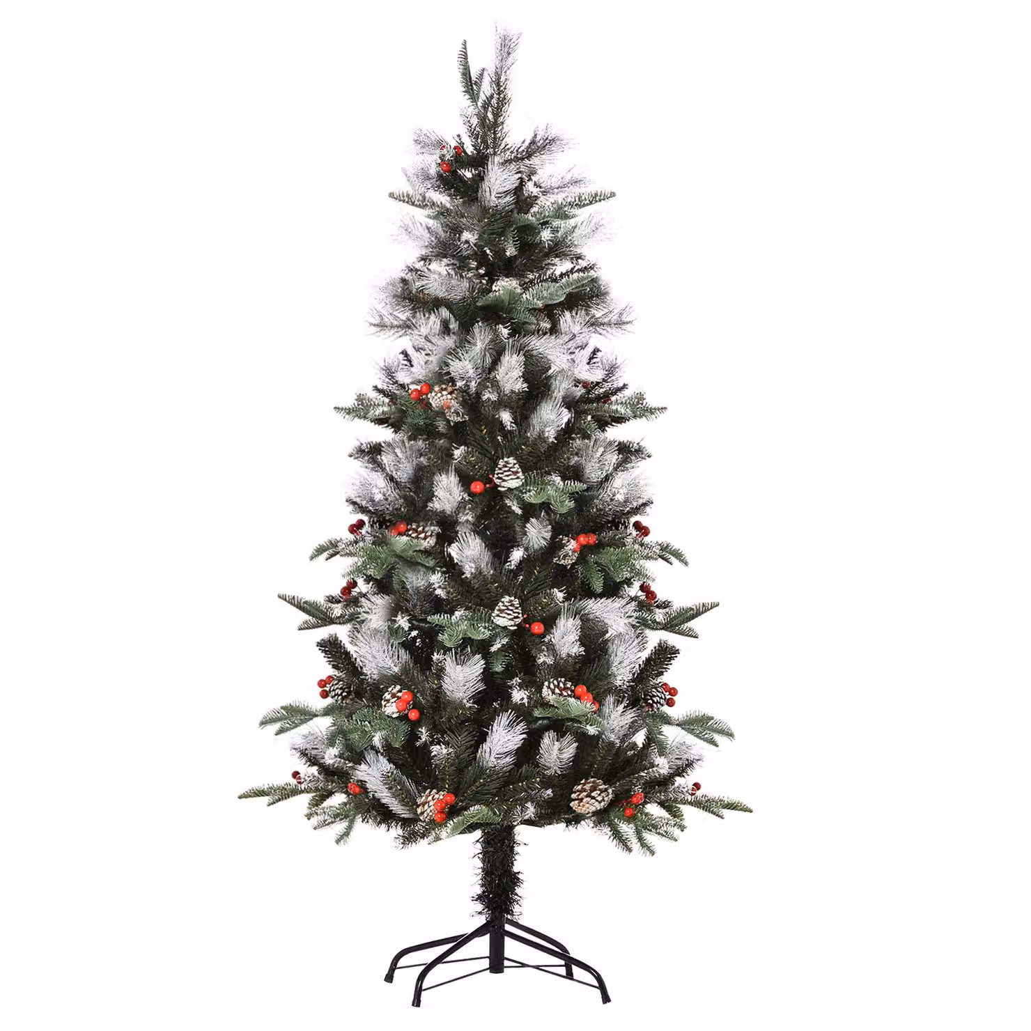 HOMCOM 5ft Artificial Snow Dipped Christmas Pencil Tree in Green – 2