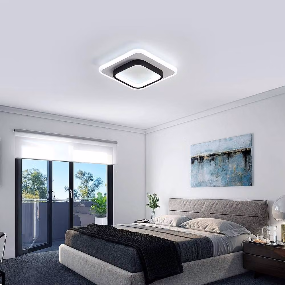 Goeco Modern Square LED Ceiling Light, 24W, 6500K Cool White, Black and White – 2