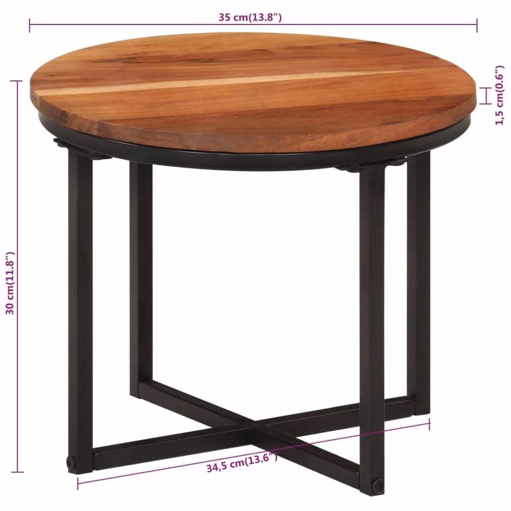 Berkfield Home Brown Acacia Wood and Iron Industrial Coffee Table W/D/H: 35 x 35 x 30 cm – 4