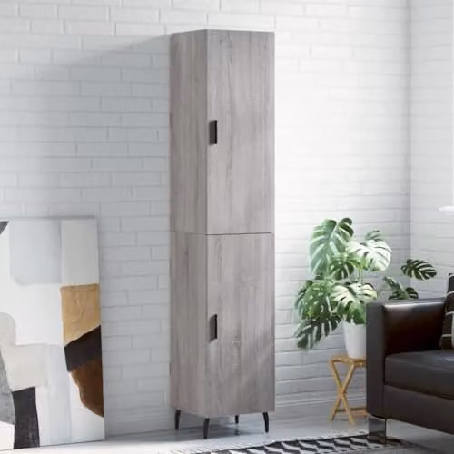 vidaXL Grey Sonoma Highboard with Hinged Doors and Internal Shelves, W/D/H: 34.5 x 33.91 x 180 cm – 2