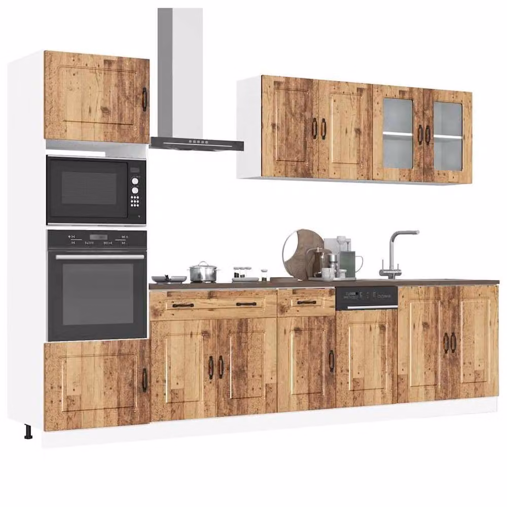 Berkfield Home Kalmar 7 Piece Kitchen Cabinet Set in Brown Old Wood Engineered Wood