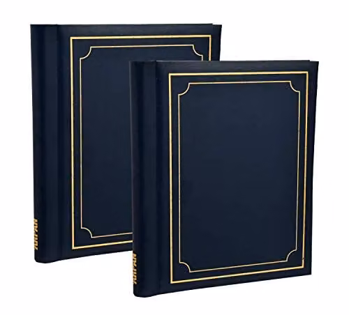 Arpan 2 Pack of Self-Adhesive Large Photo Albums, Modern Style Wiro Binder with 40 Sheets, Blue