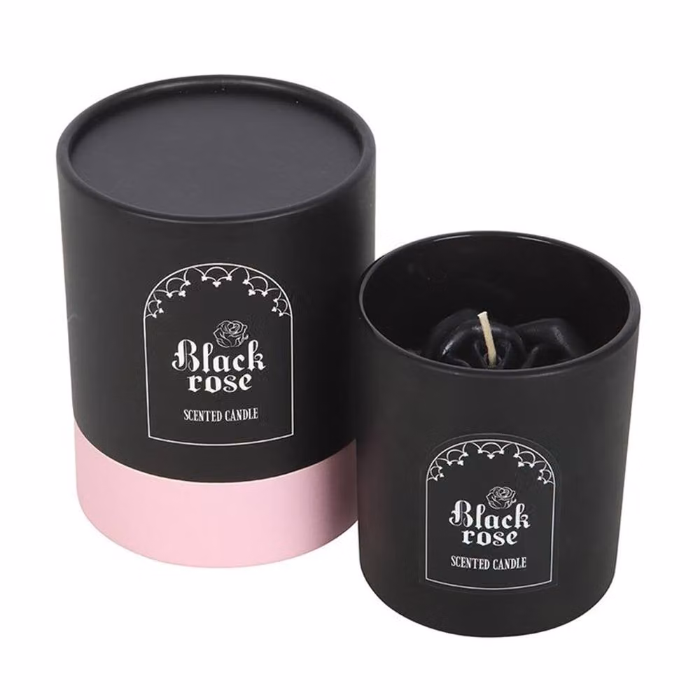 Uniqueful Black Floral Pillar Candle with 3D Roses – 3