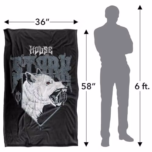 Warner Bros. Game of Thrones House Stark Wolf Silky Touch Super Soft Fleece Throw Blanket, Multicolour – 4