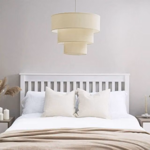 FORGEVIO Modern Cylinder Ceiling Light Shade in Beige Fabric – 1