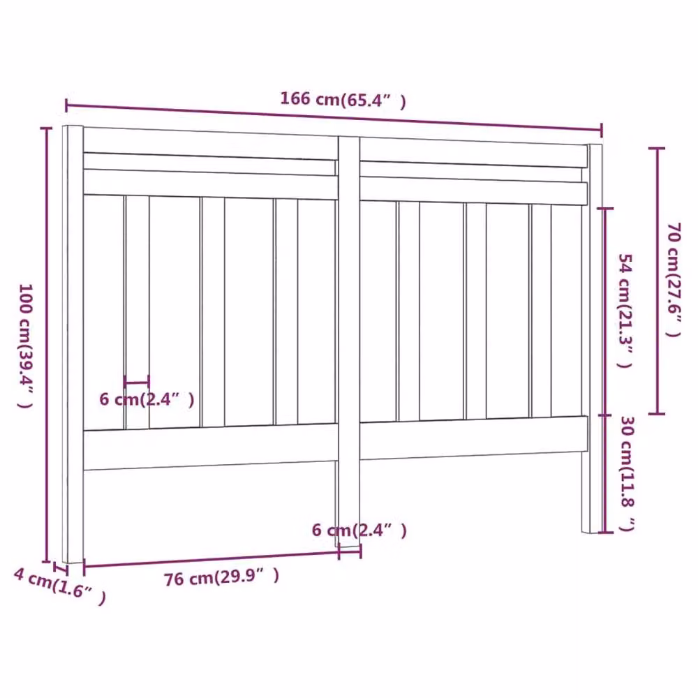Berkfield Home Beautiful Black Solid Pine Wood Bed Headboard W: 166 cm, D: 4 cm, H: 100 cm – 4