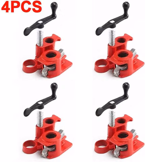 Nordara 4 Set 3/4 inch Heavy Duty Cast Iron Pipe Clamps for Woodworking in Red – 1