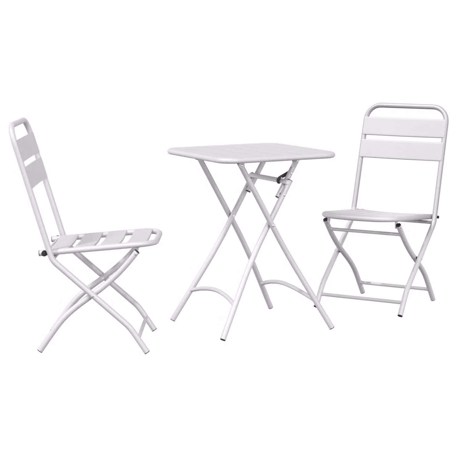 Berkfield Home 3-Piece Folding Bistro Set in White Lacquered Metal – 2