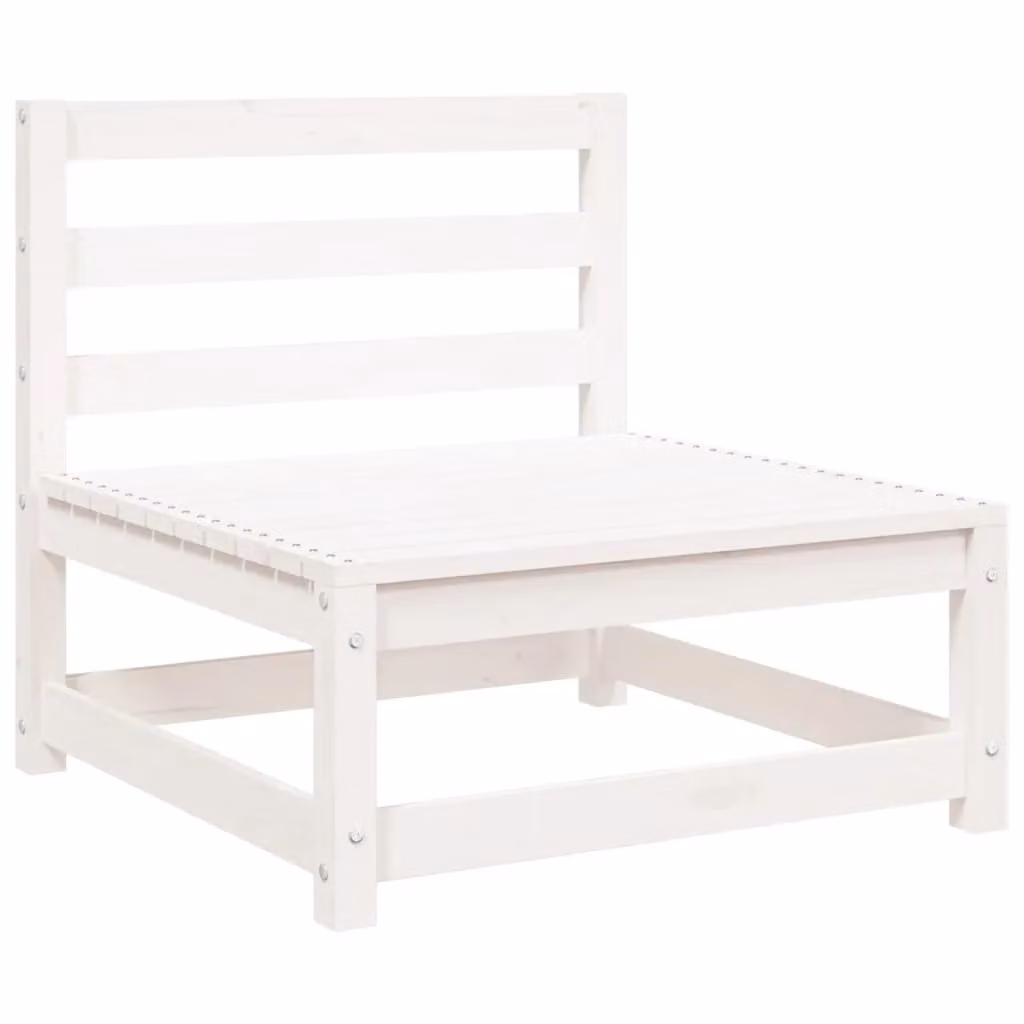 Berkfield Home Armless Garden Sofa in White Rustic Solid Pine, W/D/H: 70 x 70 x 67 cm – 2