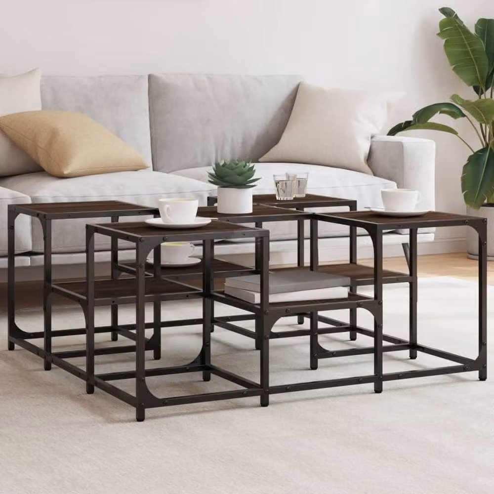 Berkfield Home Brown Oak Decorative Square Coffee Table, W/D/H: 91 x 91 x 40 cm – 1