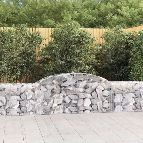 vidaXL Set of 4 Arched Gabion Baskets in Silver Galvanised Steel, H 60/80 x W 30 x D 30 cm – 2