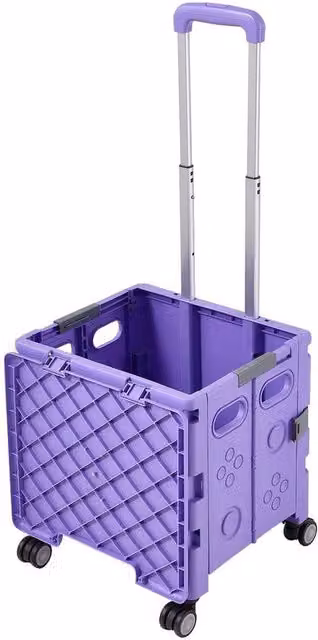 PAWNORA 32L Folding Shopping Trolley Cart, Purple – 1