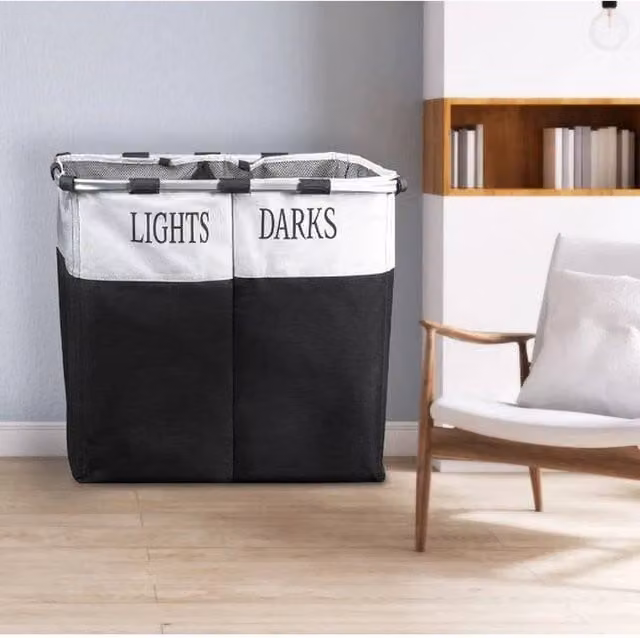 EONLION Black Collapsible Fabric Laundry Hamper with Handles, Height: 100 cm – 1