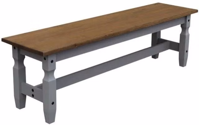 FORGEVIO Corona Grey Waxed Solid Mexican Pine Wooden Bench – 1