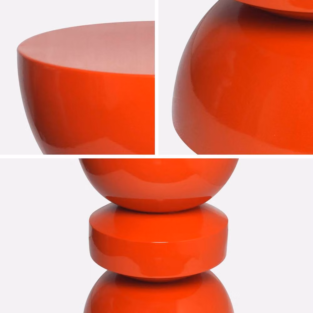 sweeek Rounded Metal Coffee Table, Side Table or Bedside Table with Glossy Orange Finish, W/D/H: 44.5 x 44.5 x 75 cm – 3