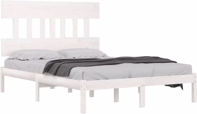Berkfield Home Beautiful Bed Frame in White Solid Pine Wood, W/D/H: 160 x 200 x 165.5 cm – 1