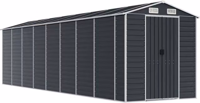 Berkfield Home Pent Garden Shed in Anthracite Galvanised Steel, W/D/H: 725 x 191 x 198 cm – 1