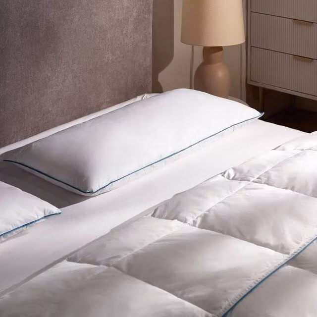 Wyld Haus White Duck Down Low Bed Pillow with Cotton Casing, W/D/H: 40 x 80 cm – 1