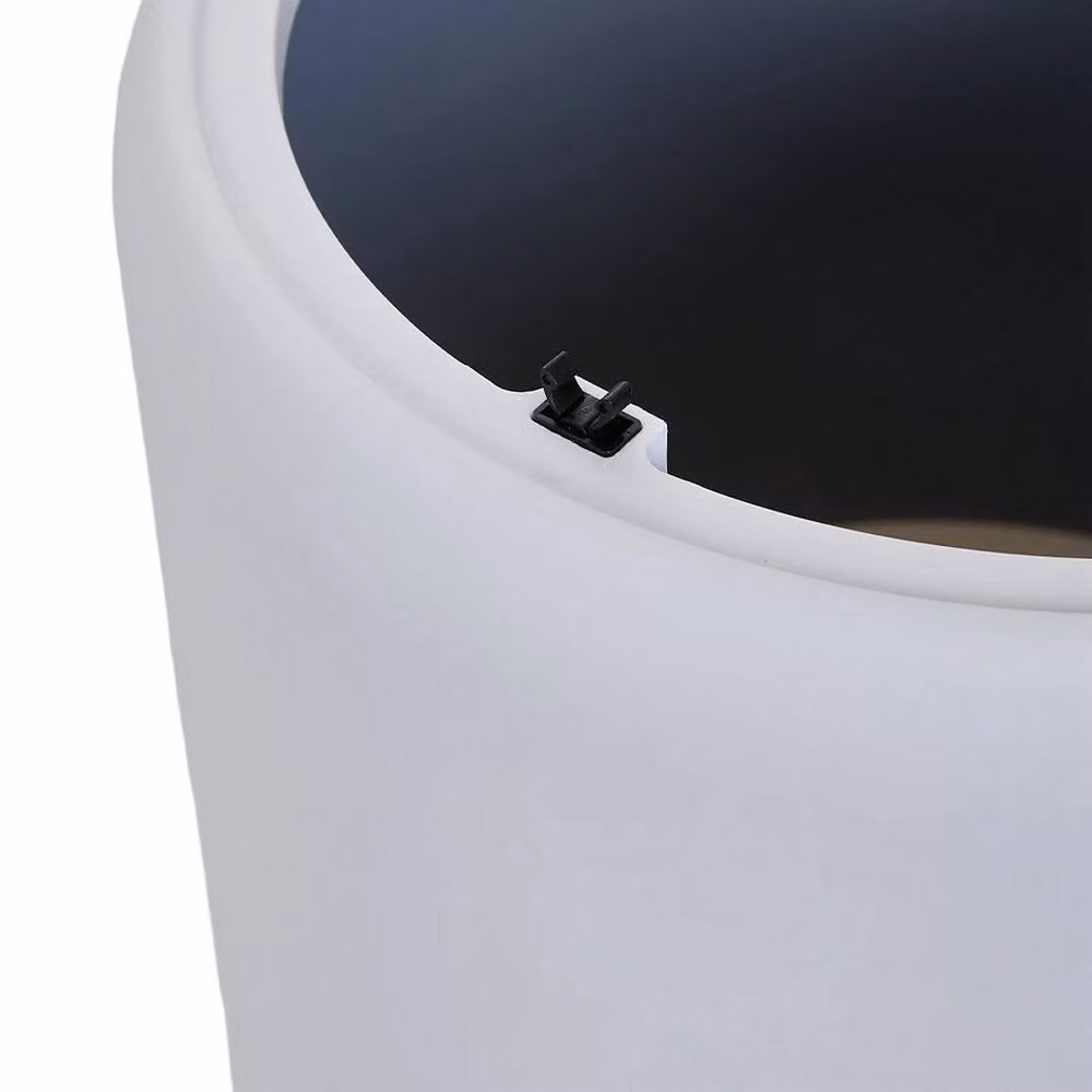 Havendro White Plastic Toilet Trash Can with Touch Press Lid Cover – 3