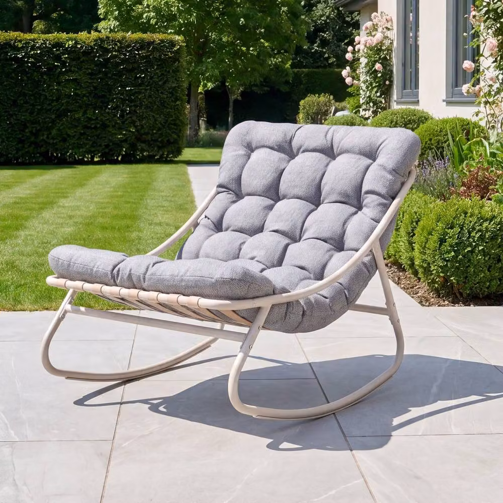 Artemis Home Softrock Outdoor Rocking Chair in Grey with Cushions and Armrests – 3