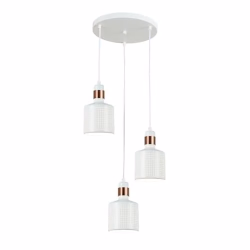 Italux Netlighting Modern White Metal Cylinder Pendant Light with 3 x E27 Sockets