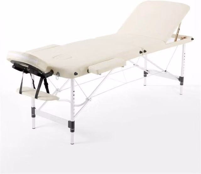 Hinsinc 3 Section Aluminum Massage Table in Beige, Width: 60 cm