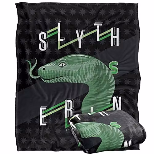 LOGOVISION Harry Potter Slytherin Throw Blanket, Multicolour and White, W: 152 cm, D: 127 cm – 1