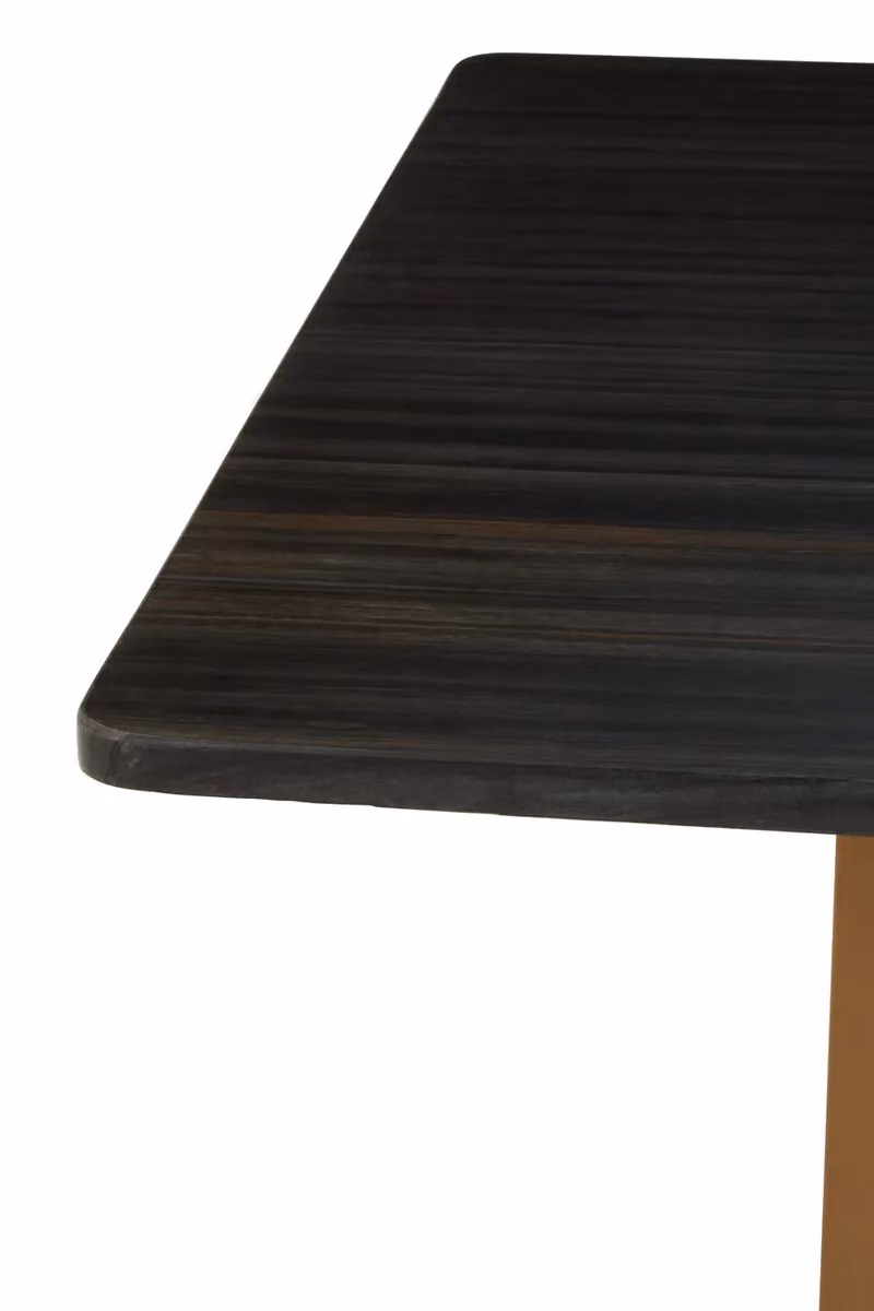 Orsina Black Marble Top Rectangular Dining Table with Gold Metal Base, W: 180 cm, D: 90 cm, H: 76 cm – 3