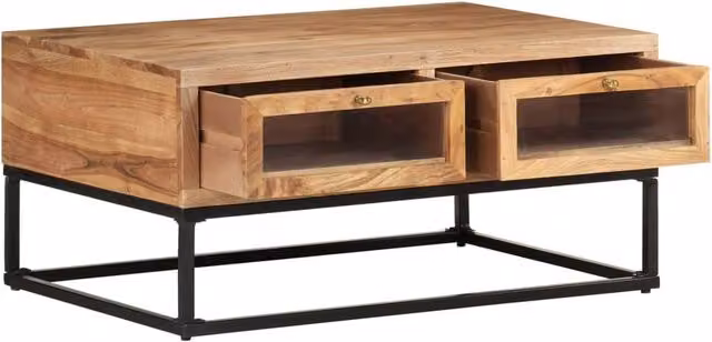 Berkfield Home Beautiful Coffee Table in Brown Solid Acacia Wood W/D/H: 90 x 60 x 40 cm – 1