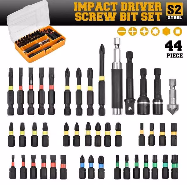 SPETLEK Magnetic Impact Drill Screwdriver Nut Bit Set in Black