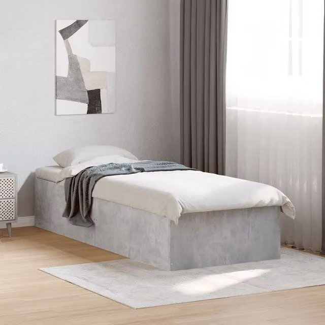 Berkfield Home Small Single Bed Frame in Concrete Grey, W: 75 cm, L: 190 cm – 1