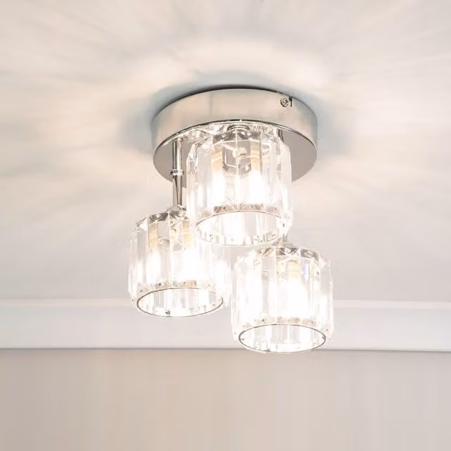 ValueLights Beth 3 Way Drop Ceiling Light Fitting in Polished Chrome