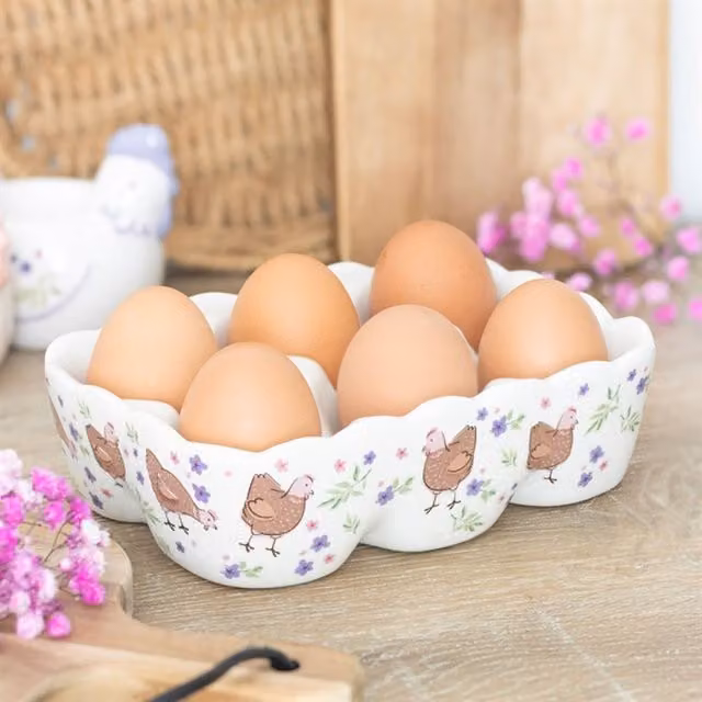 KDMK Floral White Ceramic Egg Holder for Adults