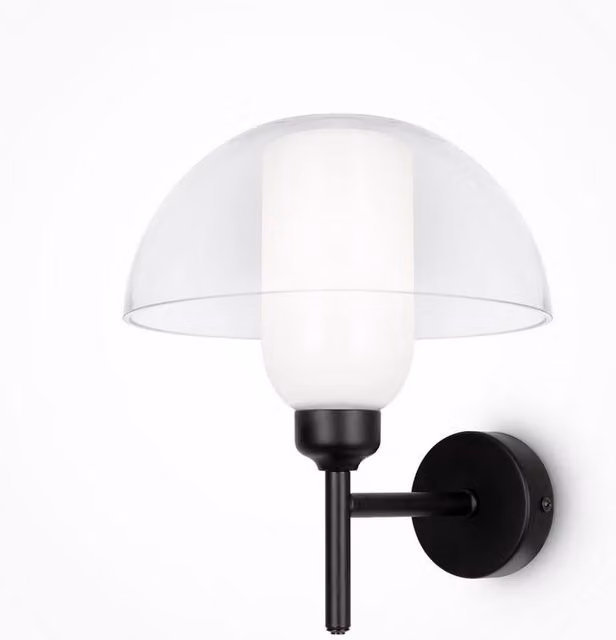 Netlighting Memory Modern Dome Wall Lamp in Black with Glass Shade and E14 Socket