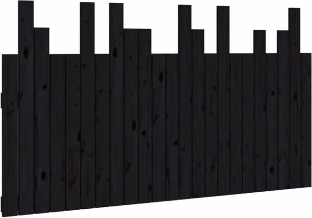 Berkfield Home Black Rustic Solid Wood Pine Wall Mounted Headboard W: 146.5 cm, D: 3 cm, H: 80 cm – 1