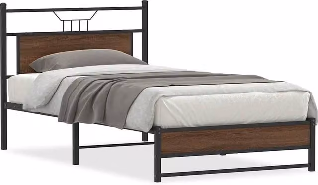 Berkfield Home Bed Frame in Brown Oak, Engineered Wood, W/D/H: 100 x 200 cm