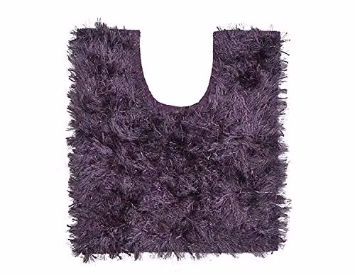 Allure Bath Fashions Shimmer Pedestal Toilet Mat in Purple, Non-Slip Deep Shaggy Sparkle Pile, W: 50 cm, D: 55 cm