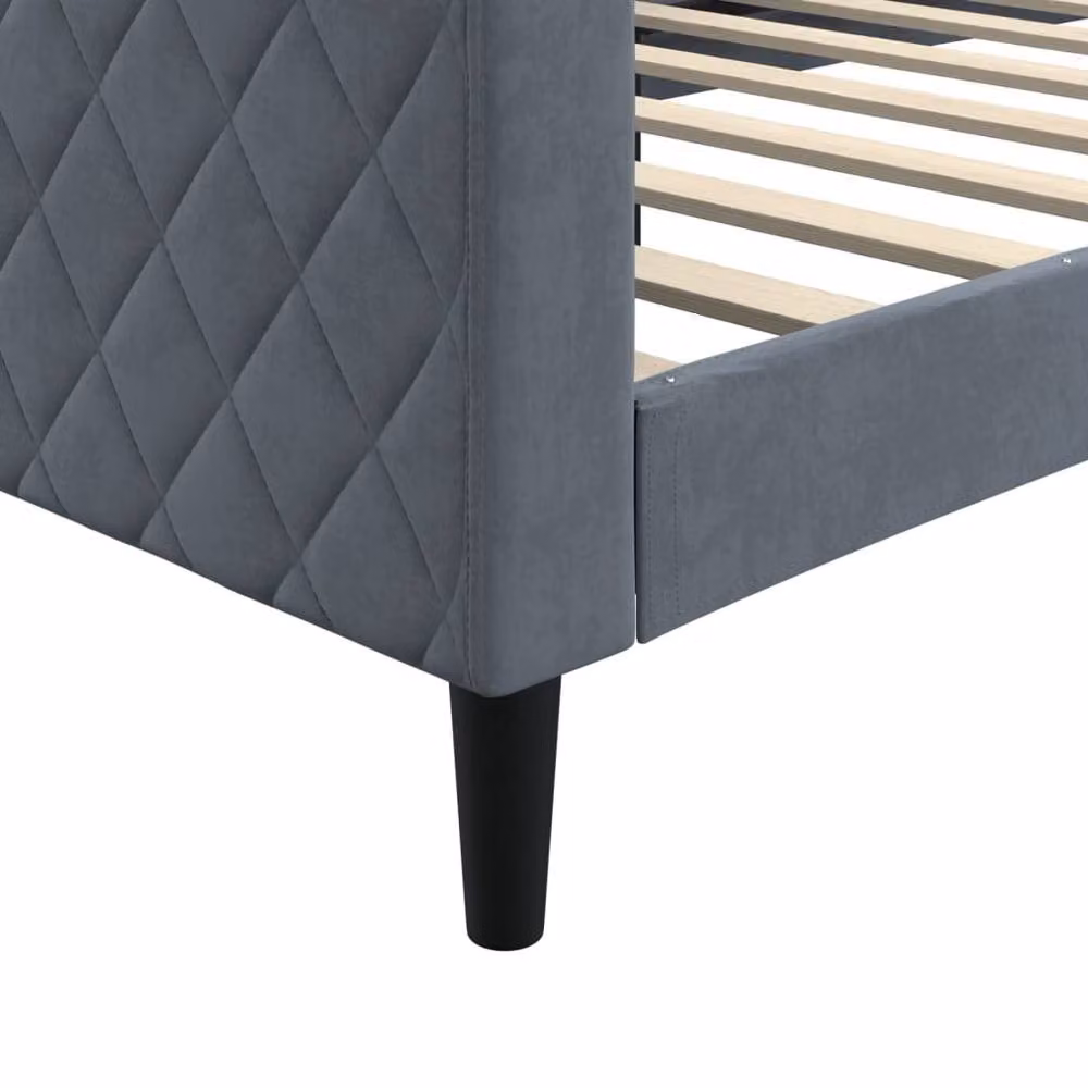 Berkfield Home Modern Velvet Day Bed in Dark Grey, W/D/H: 190 x 90 x 90 cm – 4