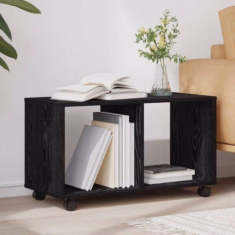 Berkfield Home End Table with Wheels, Black Oak, W/D/H: 72 x 33 x 42.5 cm – 2
