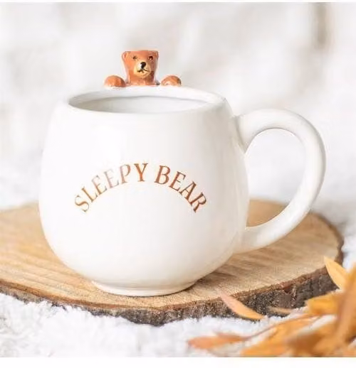 KDMD Sleepy Bear Rounded Ceramic Mug in White
