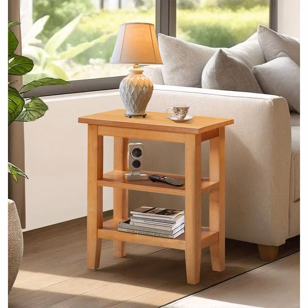 FORGEVIO Modern Square Wooden Side Table in Light Oak – 2
