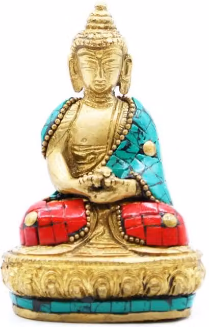 KDMD Gold Brass Buddha Figure for Tabletop Decor, Height: 9.5 cm – 1