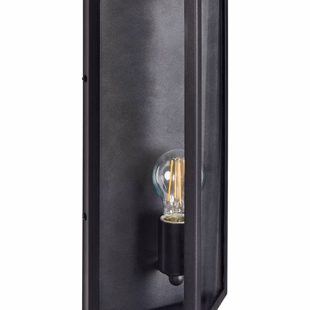 Wyld and Coco Modern Black LED Outdoor Wall Light Sconce with Transparent Glass, IP44 Rated, H 18 cm x W 14 cm x D 18 cm – 2